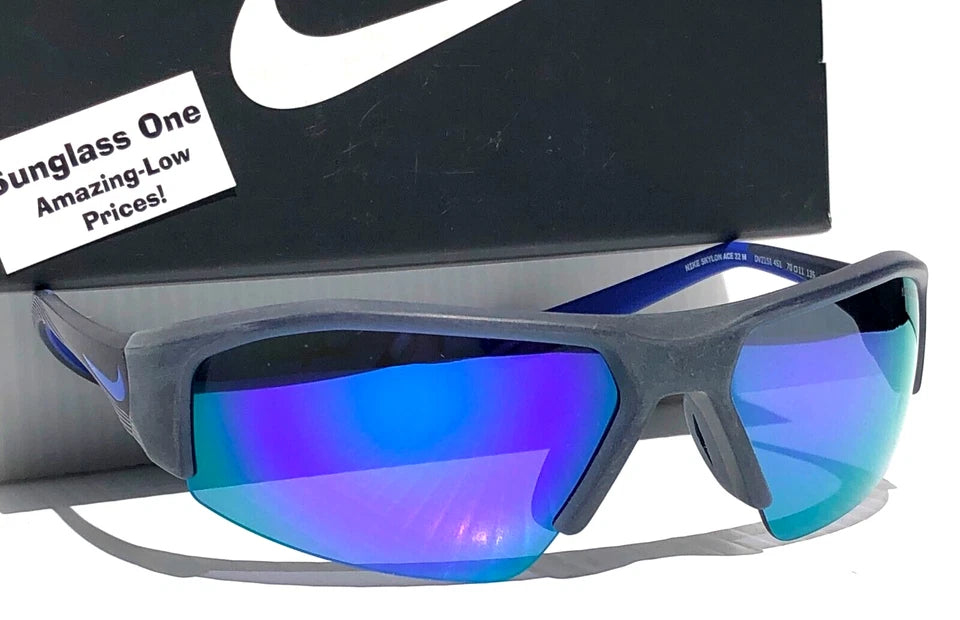 Nike SKYLON ACE 22 Obsidian GRAY Frame Violet Mirror Lens Sunglass DV2151 451