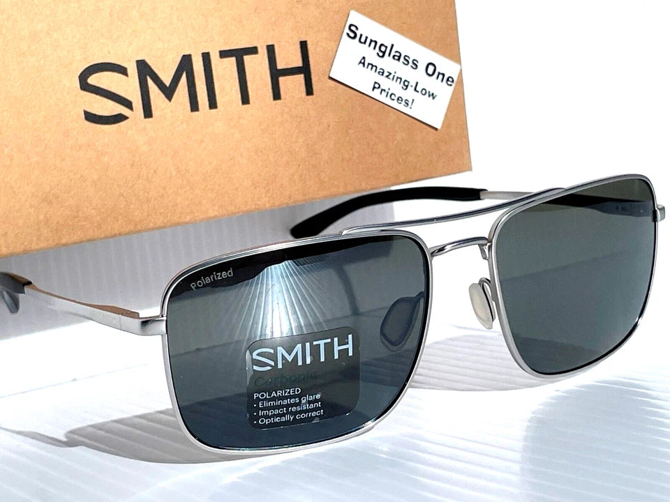 Smith Optics OUTCOME Matte Silver Carbonic POLARIZED Platinum Mirror Lens Sunglass