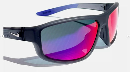 NIKE BRAZEN FUEL Matte Grey Frame Field Tint Red Lens Sunglass DJ0804 021