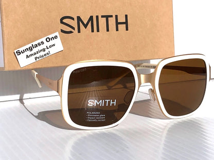 Smith Optics AVELINE White Gold ChromaPop POLARIZED Brown Lens Sunglass