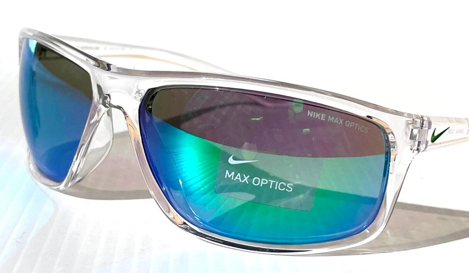NIKE ADRENALINE Clear Grey MAX Optics Green Mirror Lens Sunglass EV1113 901