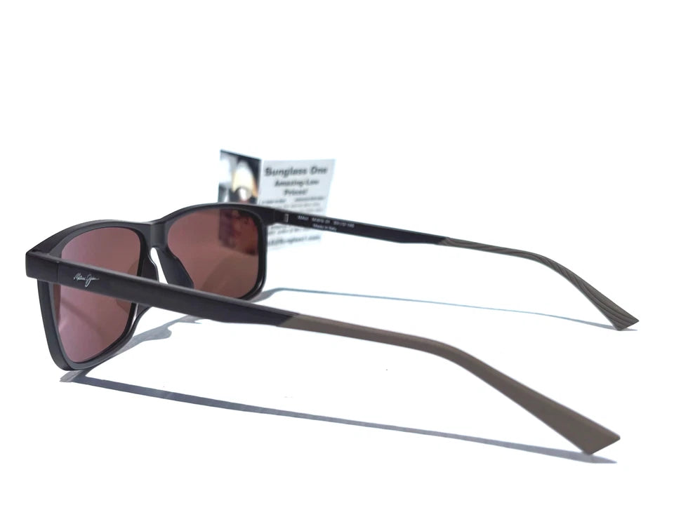 Maui Jim PULAMA Matte Brown POLARIZED ST Bronze GLASS Lens Sunglass H618-01