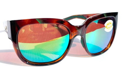 COSTA DEL MAR WATERWOMAN Palm Tortoise POLARIZED Green Mirror 580P Lens Sunglass WTW 250