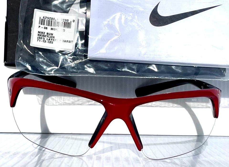 Nike SKYLON ACE Layered Red Varsity Frame Clear Lens Sunglass 601 PICKLEBALL