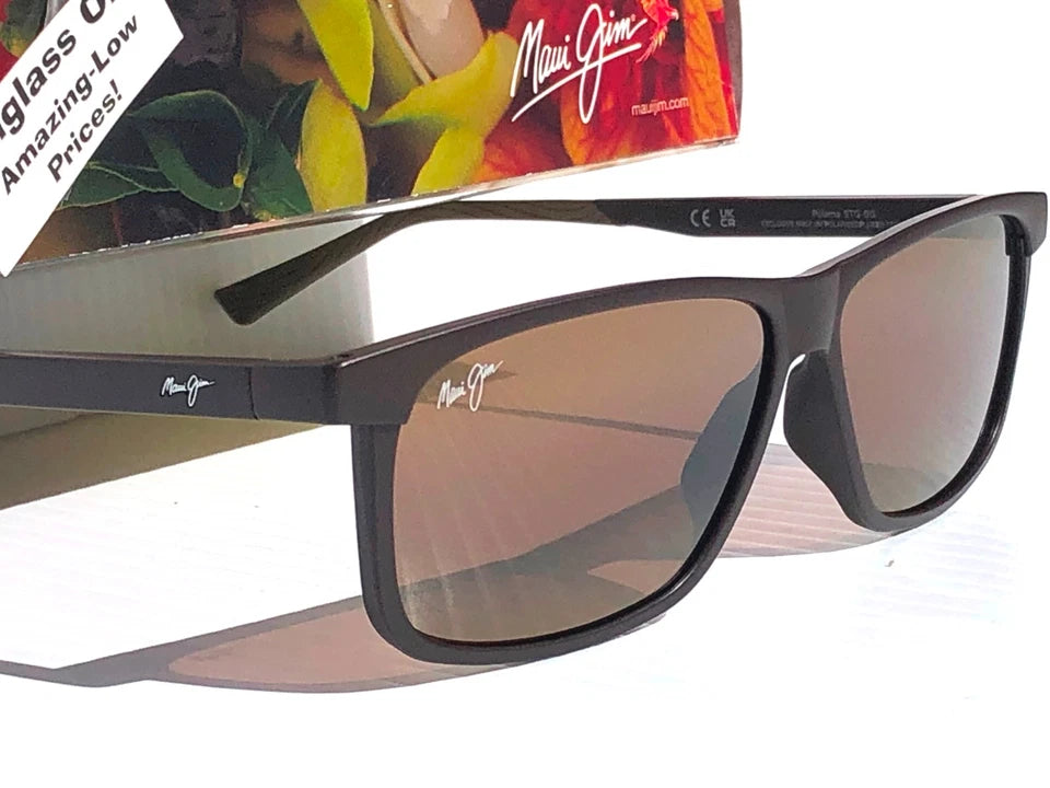 Maui Jim PULAMA Matte Brown POLARIZED ST Bronze GLASS Lens Sunglass H618-01