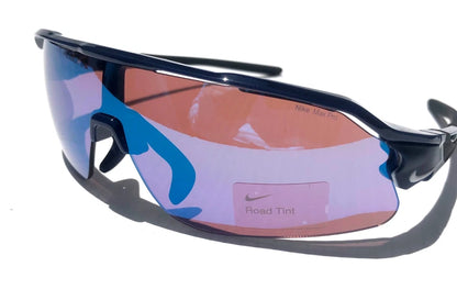 NIKE FLYFREE SHIELD TEAM Midnight Navy Frame Blue Mirror Road Lens Sunglass IF1007X 410