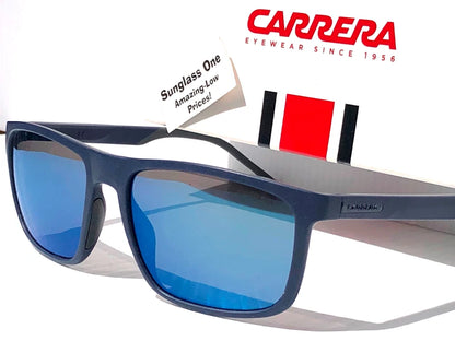 CARRERA Matte Blue Frame Blue Mirror Lens Sunglass 8047/S PJPXT