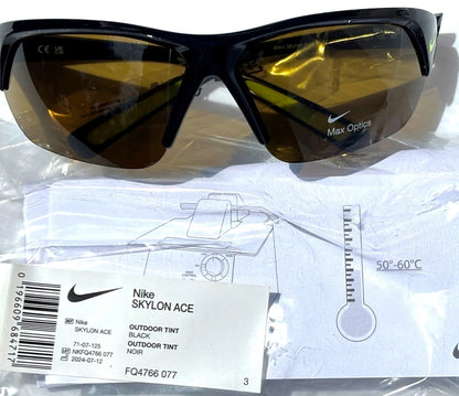 NIKE SKYLON ACE Black MAX Optics Bronze Outdoor Tint Lens Sunglass FQ4766 077