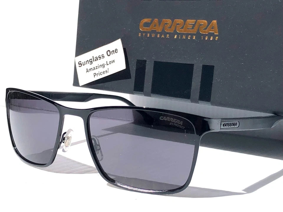 CARRERA Shiny Black Metal Frame Grey Lens Sunglass 8048/S 807IR