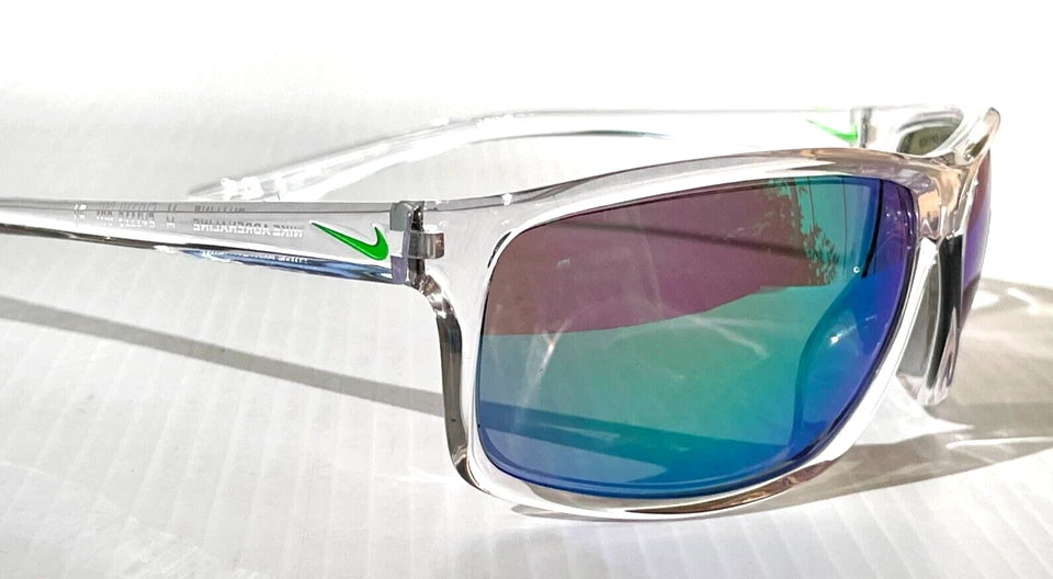 NIKE ADRENALINE Clear Grey MAX Optics Green Mirror Lens Sunglass EV1113 901