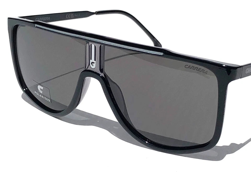 CARRERA Shiny Black Frame POLARIZED Grey Lens Sunglass 1056/S 08AM9
