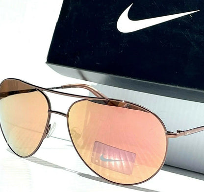 NIKE Chance ROSE GOLD 61mm Aviator Rose Gold Mirror Lens Women's Sunglass EV1218 266