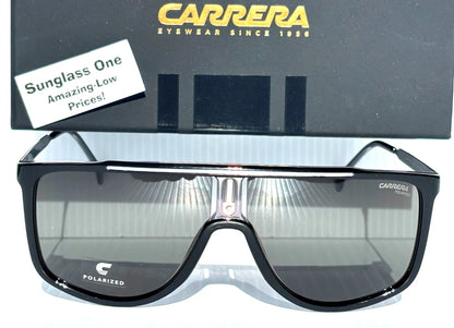 CARRERA Shiny Black Frame POLARIZED Grey Lens Sunglass 1056/S 08AM9