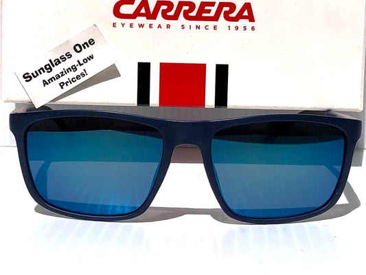 CARRERA Matte Blue Frame Blue Mirror Lens Sunglass 8047/S PJPXT