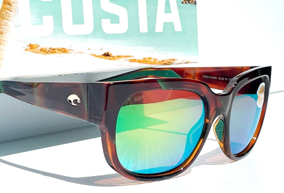 COSTA DEL MAR WATERWOMAN Palm Tortoise POLARIZED Green Mirror 580P Lens Sunglass WTW 250