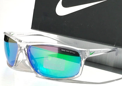 NIKE ADRENALINE Clear Grey MAX Optics Green Mirror Lens Sunglass EV1113 901