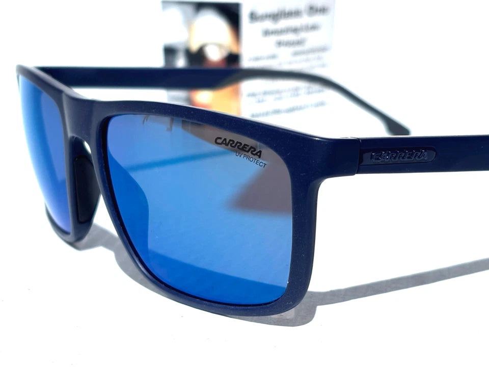 CARRERA Matte Blue Frame Blue Mirror Lens Sunglass 8047/S PJPXT
