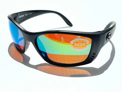COSTA Del Mar FISCH Blackout POLARIZED Green Mirror 580P Lens Sunglass FS 01
