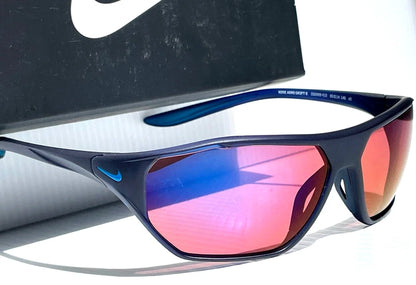 NIKE AERO DRIFT E Midnight Navy Frame Blue Mirror Road Lens Sunglass DQ0999 410