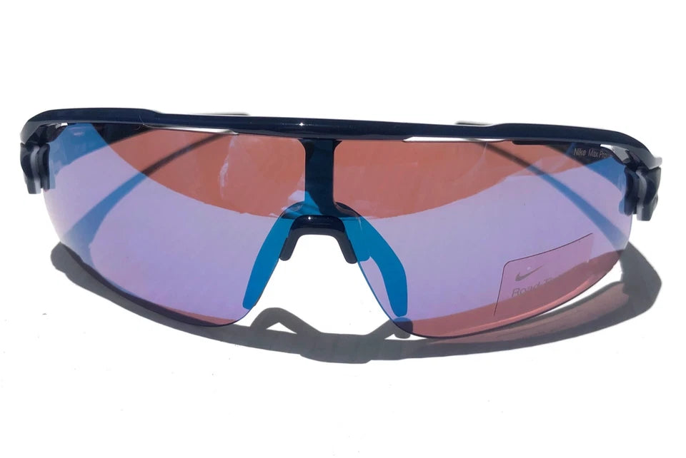 NIKE FLYFREE SHIELD TEAM Midnight Navy Frame Blue Mirror Road Lens Sunglass IF1007X 410