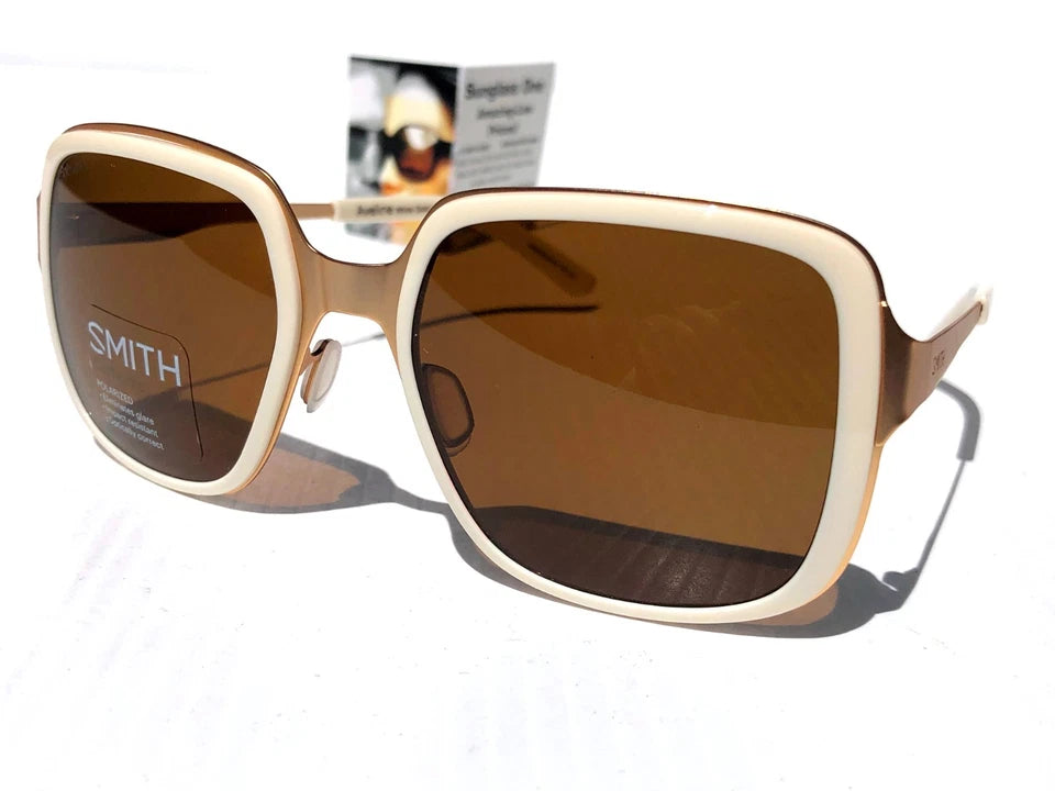 Smith Optics AVELINE White Gold ChromaPop POLARIZED Brown Lens Sunglass