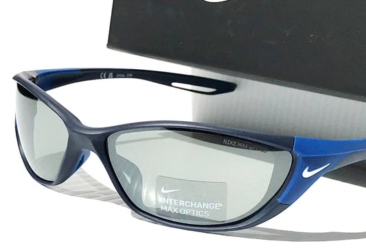 NIKE ZONE Matte Navy INTERCHANGEABLE Max Optic Silver Lens Sunglass DZ7356 410