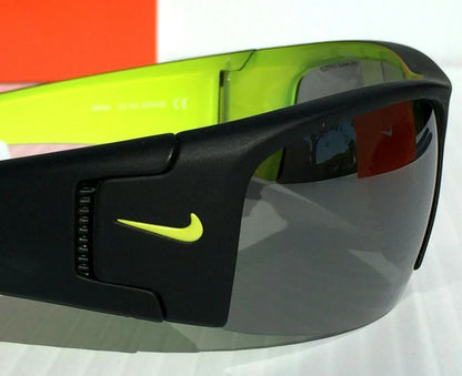 Nike DIVERGE Black Matte Wrap Yellow Gray Frame Silver Flash Lens Sunglass EV0325 007