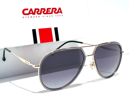 CARRERA Shiny Gold & Grey Pilot Frame Black Lens Sunglass 295/S KB790