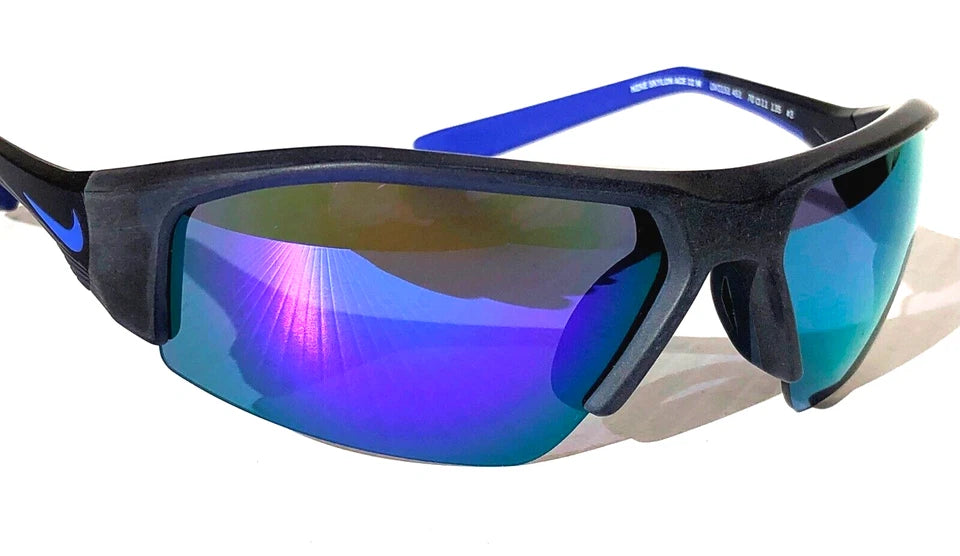 Nike SKYLON ACE 22 Obsidian GRAY Frame Violet Mirror Lens Sunglass DV2151 451
