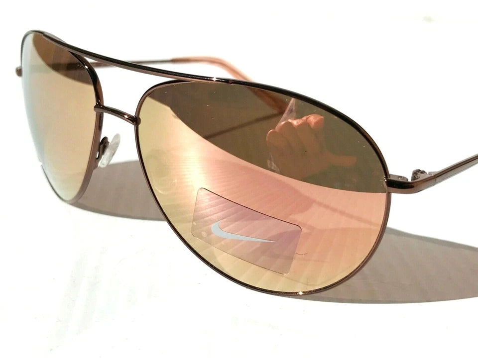 NIKE Chance ROSE GOLD 61mm Aviator Rose Gold Mirror Lens Women's Sunglass EV1218 266