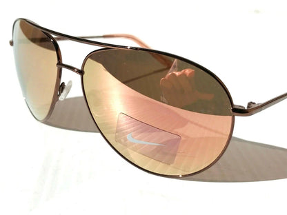 NIKE Chance ROSE GOLD 61mm Aviator Rose Gold Mirror Lens Women's Sunglass EV1218 266