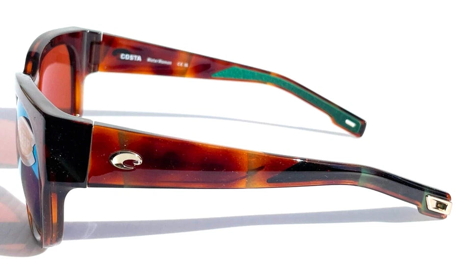 COSTA DEL MAR WATERWOMAN Palm Tortoise POLARIZED Green Mirror 580P Lens Sunglass WTW 250