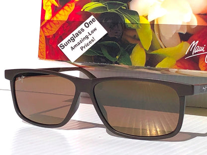 Maui Jim PULAMA Matte Brown POLARIZED ST Bronze GLASS Lens Sunglass H618-01