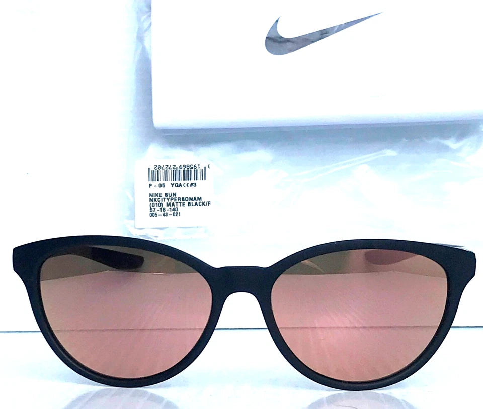 NIKE CITY PERSONA Matte Black Frame Rose Gold Mirror Lens Sunglass DJ0891 010