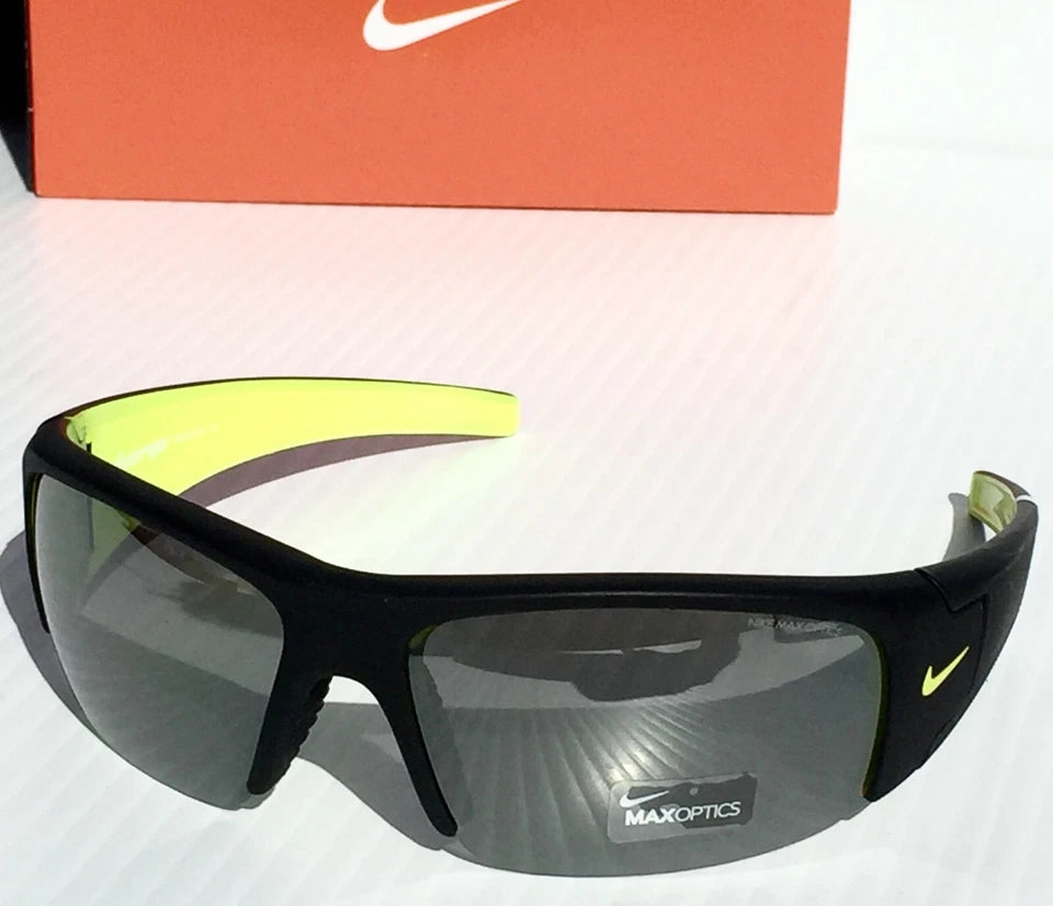 Nike DIVERGE Black Matte Wrap Yellow Gray Frame Silver Flash Lens Sunglass EV0325 007