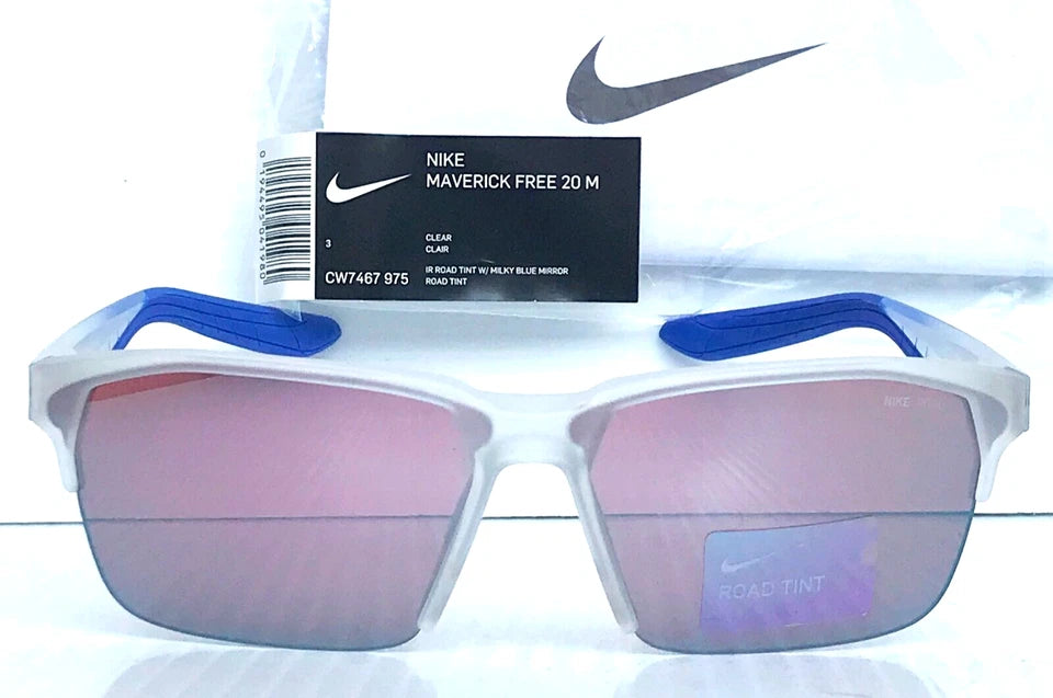 NIKE MAVERICK FREE 20 Matte Clear Frame Road Tint Mirror Lens Sunglass CW7467 975