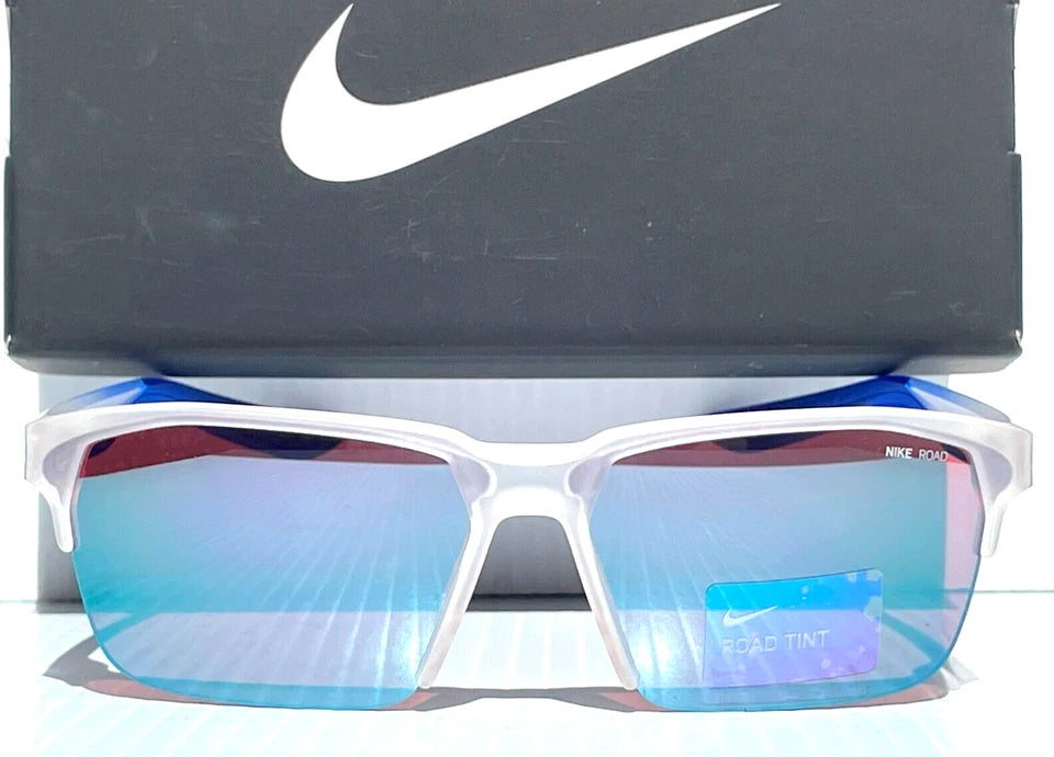 NIKE MAVERICK FREE 20 Matte Clear Frame Road Tint Mirror Lens Sunglass CW7467 975
