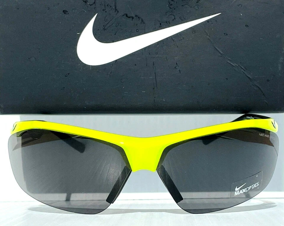 NIKE Impel Shiny Bright Yellow Semi-Rimless Grey Max lens Sunglass EV0474 705