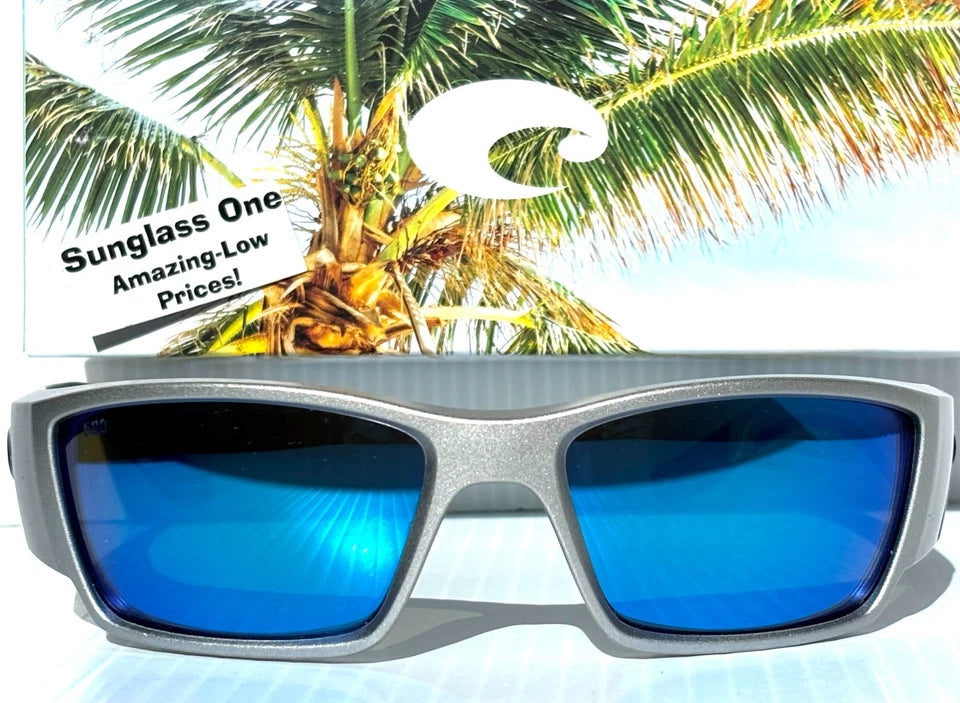 Costa Del Mar CORBINA PRO Silver Metallic POLARIZED Blue 580G GLASS Sunglass 9109-06