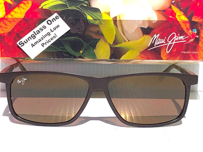 Maui Jim PULAMA Matte Brown POLARIZED ST Bronze GLASS Lens Sunglass H618-01