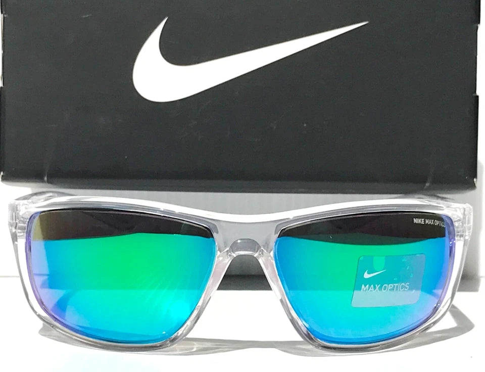 NIKE ADRENALINE Clear Grey MAX Optics Green Mirror Lens Sunglass EV1113 901