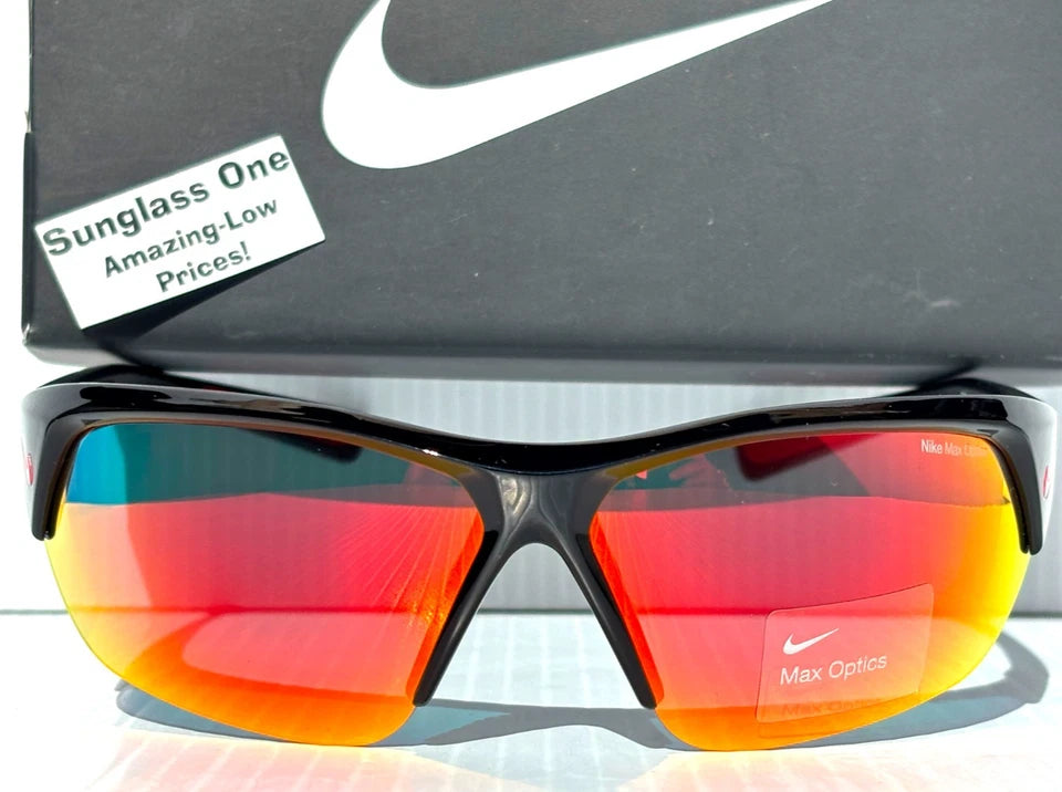 NIKE SKYLON ACE Charcoal Black MAX Optics Red Mirror Lens Sunglass FQ4684 010