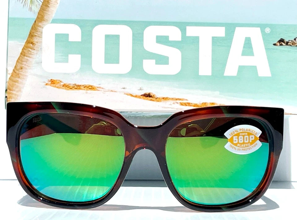 COSTA DEL MAR WATERWOMAN Palm Tortoise POLARIZED Green Mirror 580P Lens Sunglass WTW 250