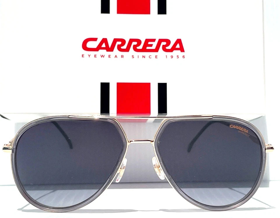 CARRERA Shiny Gold & Grey Pilot Frame Black Lens Sunglass 295/S KB790