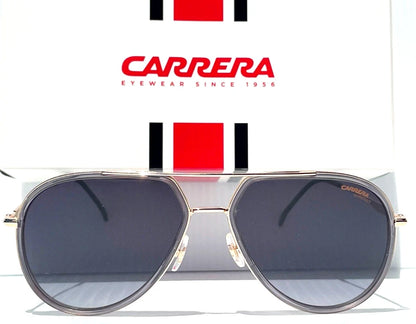 CARRERA Shiny Gold & Grey Pilot Frame Black Lens Sunglass 295/S KB790