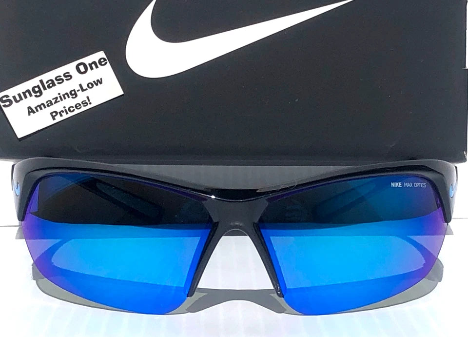 NIKE SKYLON ACE Black MAX Optics Blue Mirror Lens Sunglass DV2163 011