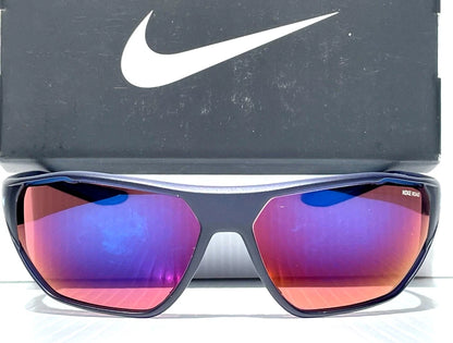 NIKE AERO DRIFT E Midnight Navy Frame Blue Mirror Road Lens Sunglass DQ0999 410