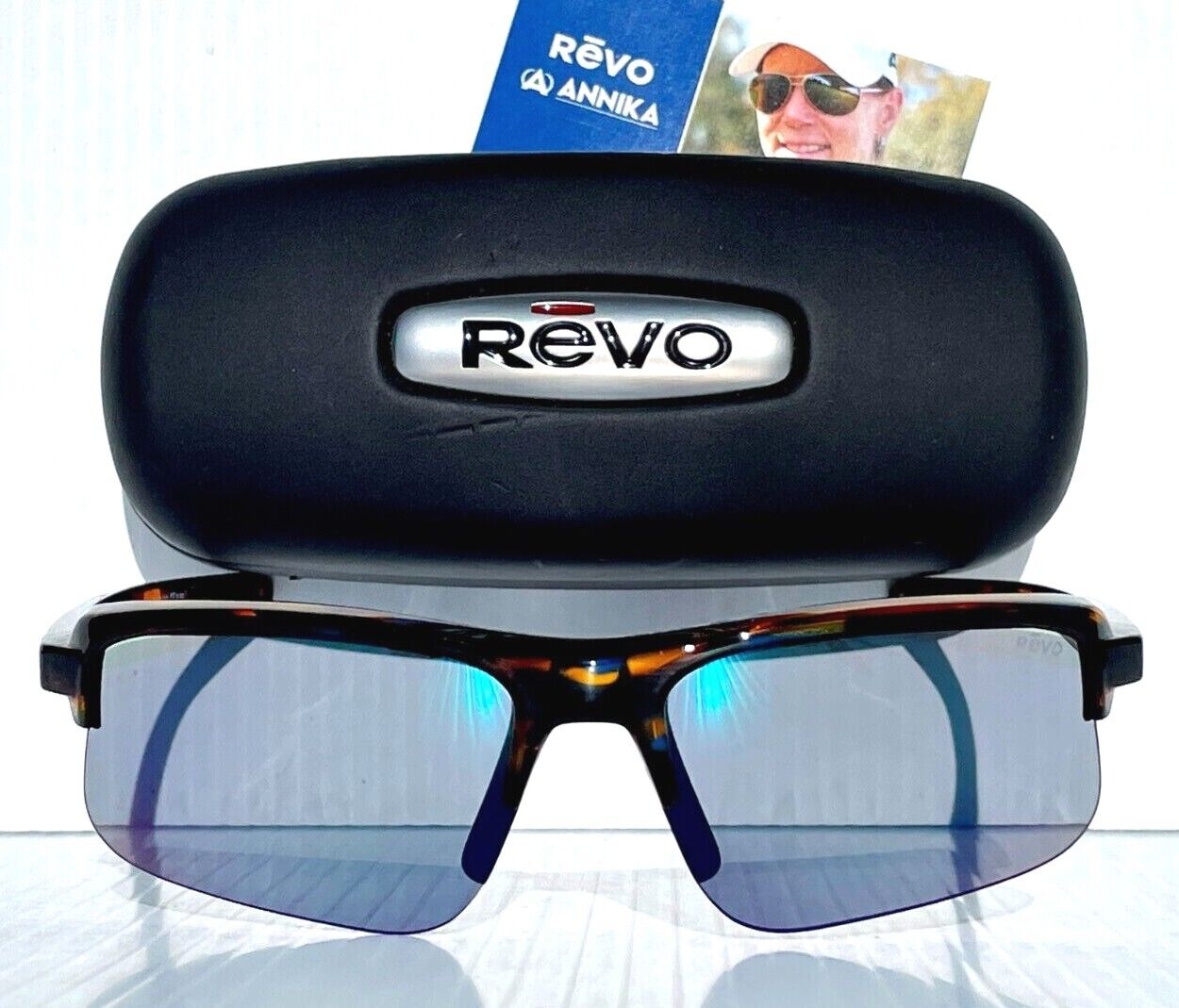 REVO ANNIKA 2 Blue Tortoise POLARIZED Evergreen Lens Sunglass RE 1203 22 GNP