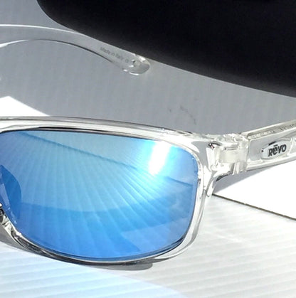 REVO HARNESS in Clear Frame POLARIZED Blue Lens Sunglass RE 4071 09 BL