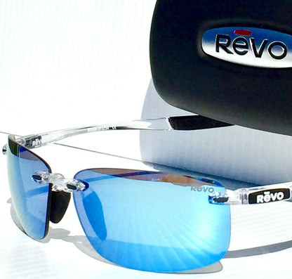 REVO DESCEND N in Clear Frame POLARIZED Blue Lens Sunglass RE 4059 09 BL